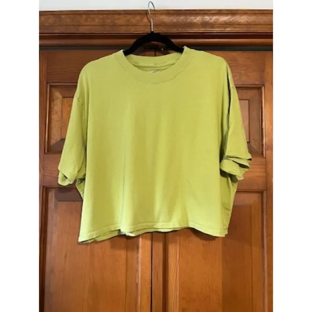 Abercrombie & Fitch Women's Oversized Crop T Shirt Lime Green Boxy Tee SZ XL
